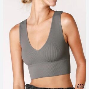 Plunge V Neck Tank Crop Top